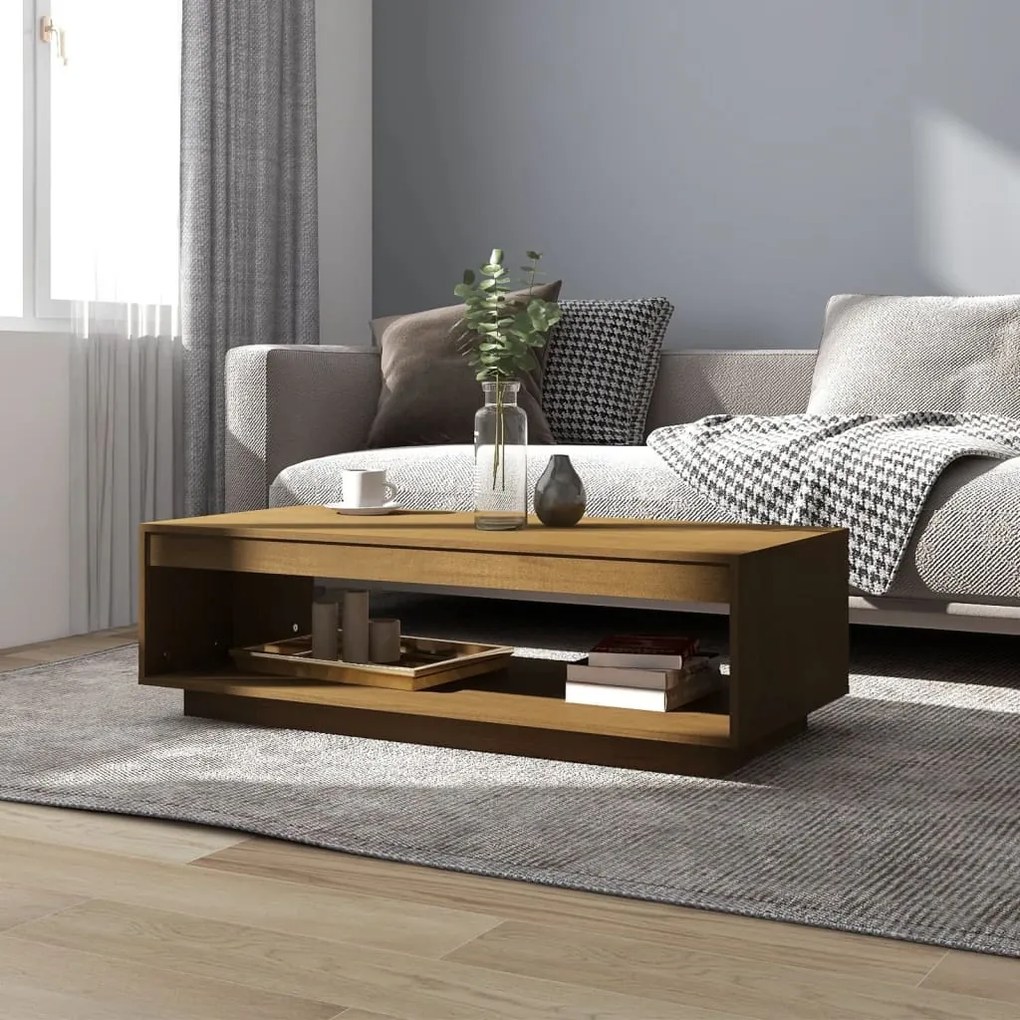 808511 vidaXL Mesa de centro 110x50x33,5 cm pinho maciço castanho mel