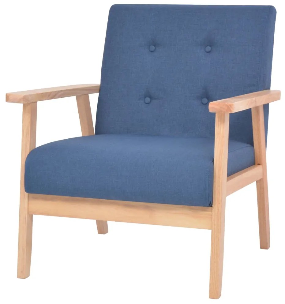 Conjunto de sofás 3 pcs tecido azul