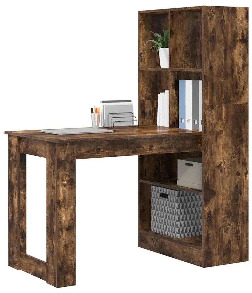 Mesa com prateleira com armazenamento Carvalho fumado 122 x 67 x 145 c