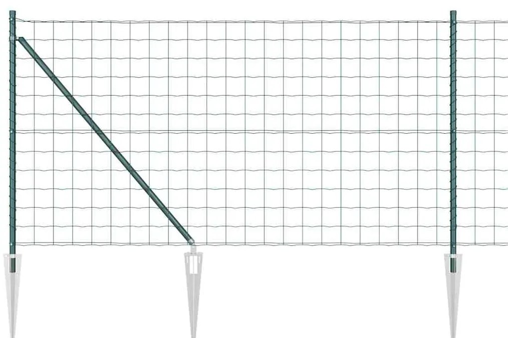 Cerca Européia com 7 Postes de Aço Galvanizado Verde 1x10 m