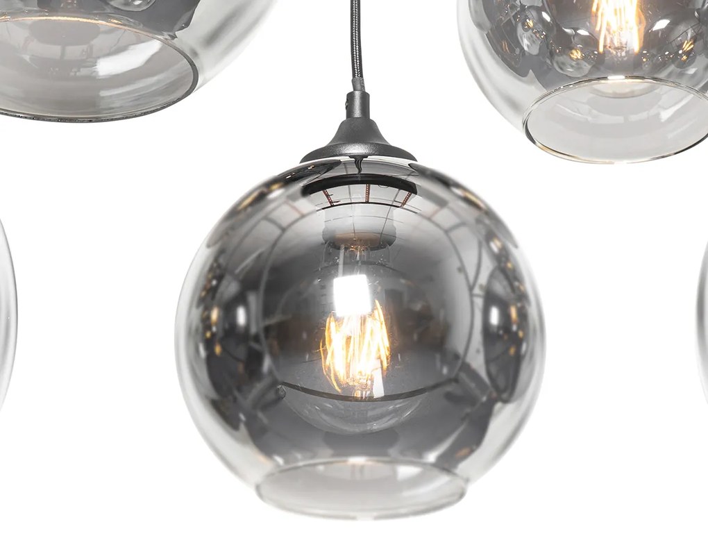 LED Candeeiro de suspensão inteligente preto com vidro fumê incl. 8 Wifi G95 - Sandra Art Deco