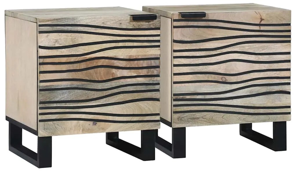 vidaXL Armário de Cabeceira 2 pcs Branco e Preto 40 x 33 x 46 cm