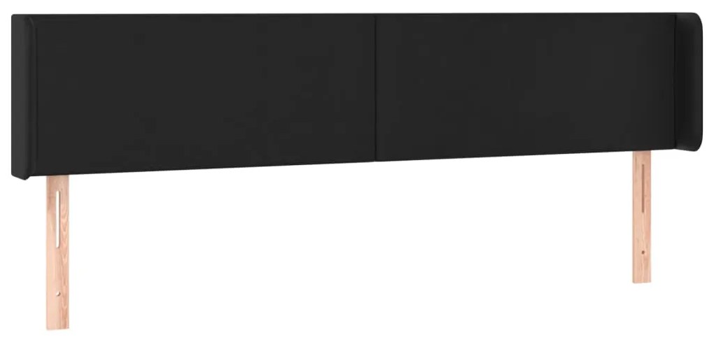 Cabeceira de cama c/ LED couro artificial 163x16x78/88 cm preto