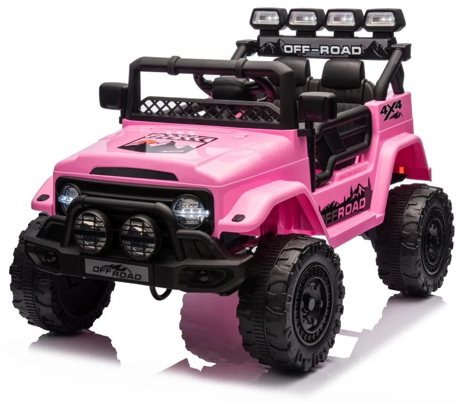 Jipe elétrico para Crianças 12V 4x4 Off-Road CLIMBER Rodas de espuma EVA, Assento Couro ecológico Rosa