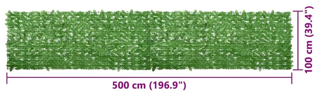 Tela de varanda com folhas verdes 500x100 cm
