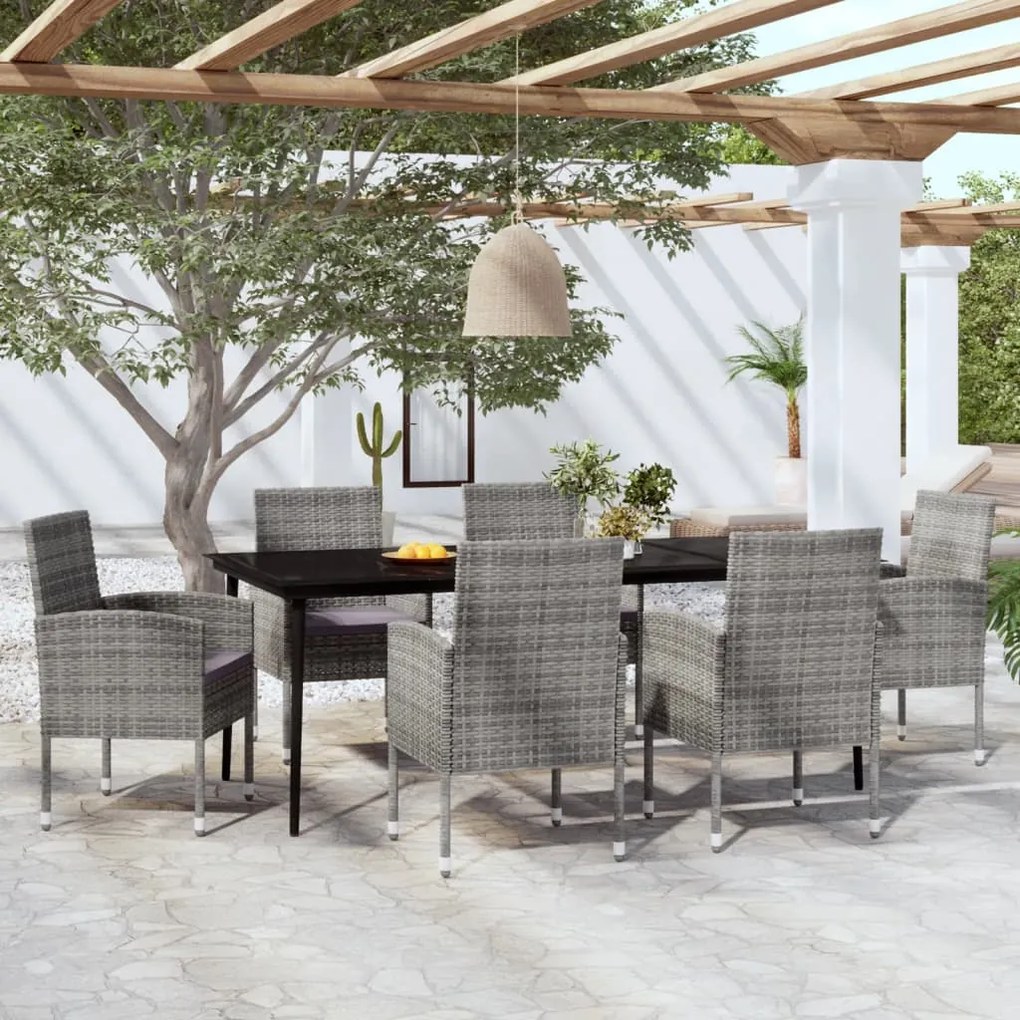 vidaXL 7 pcs conjunto de jantar para jardim antracite
