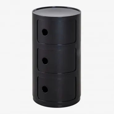 Pacote De 2 Mesas De Cabeceira Redondas Com Prateleiras Babel Preto & 3 Gavetas - Sklum