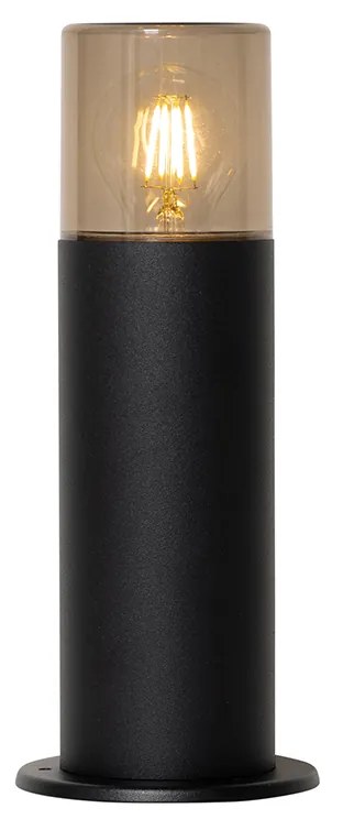 Candeeiro de pé para exterior preto com cúpula fumê 30 cm IP44 - Odense Moderno