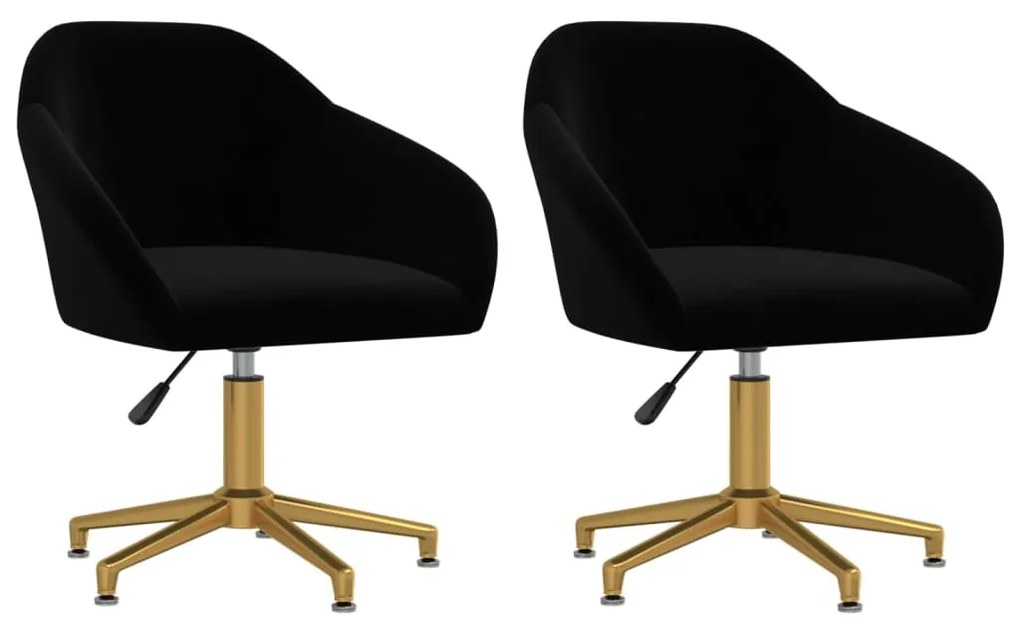 vidaXL Cadeiras de jantar giratórias 2 pcs veludo preto