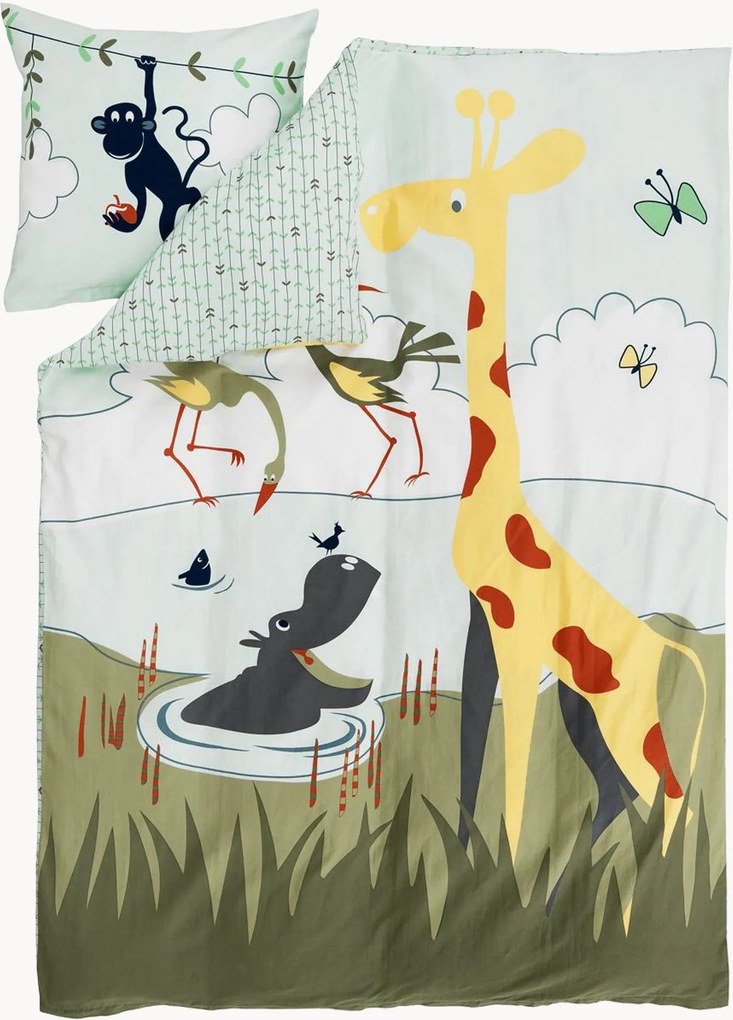 Conjunto de roupa de cama para criança em cetim de algodão Safari