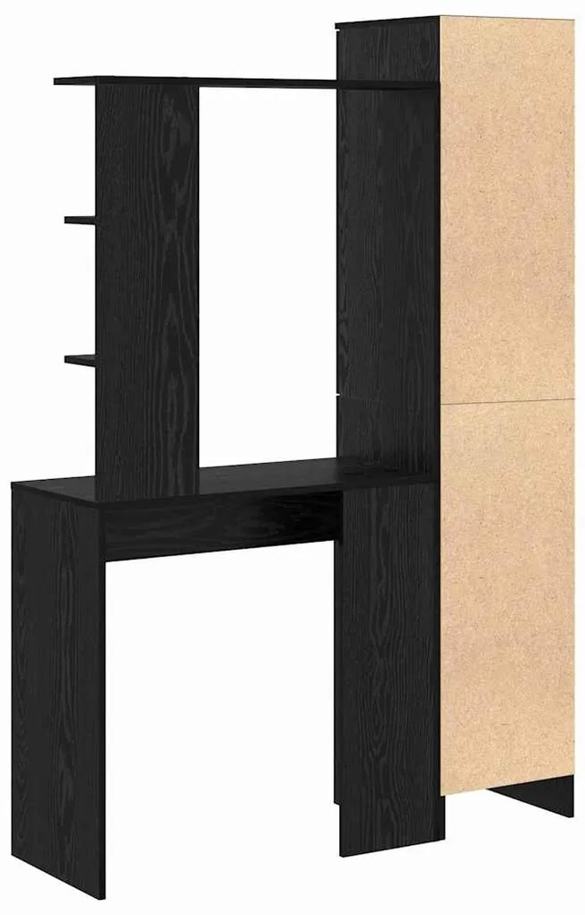 Mesa com Armazenamento Carvalho Preto Madeira Engenharia