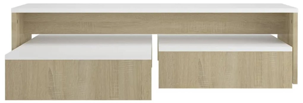 Conjunto mesas de centro 100x100x26,5 cm branco/carvalho sonoma