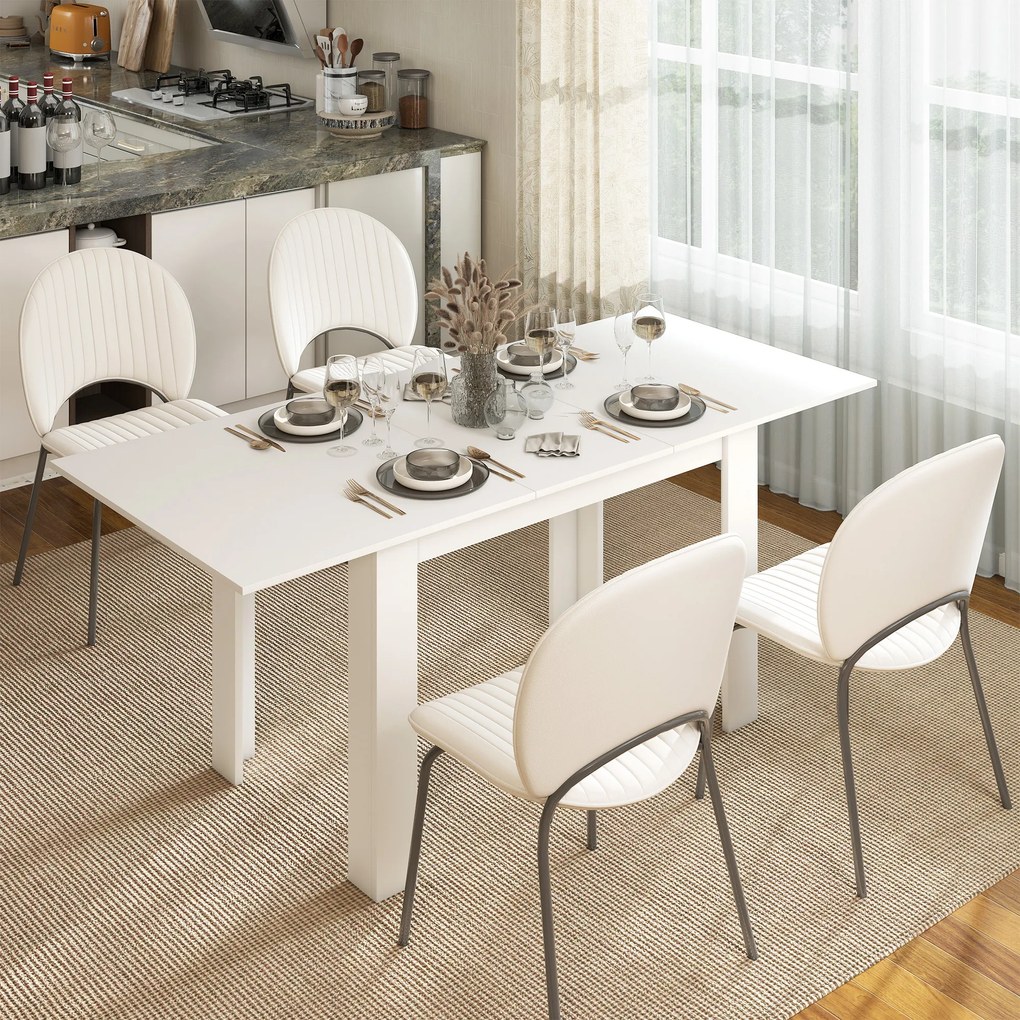 Mesa de jantar extensível 140-180 x 80 cm (CADEIRAS NÃO INCLUIDAS), mesa de cozinha retangular, para 6-8 pessoas, branca