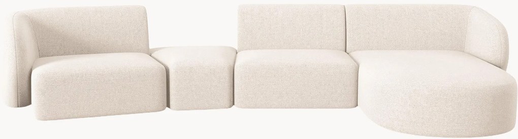 Sofá de canto modular em chenille Paolo (5 lugares)