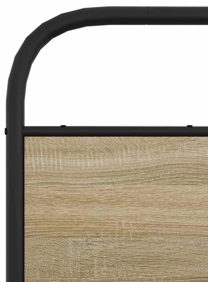 Estrutura de cama sem colchão 183x213cm metal carvalho fumado