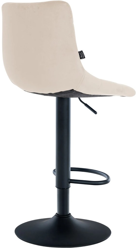 Conjunto de 2 bancos de bar Jerry em veludo com estrutura preta 87-108,5 x 43 x 46,5 cm Creme