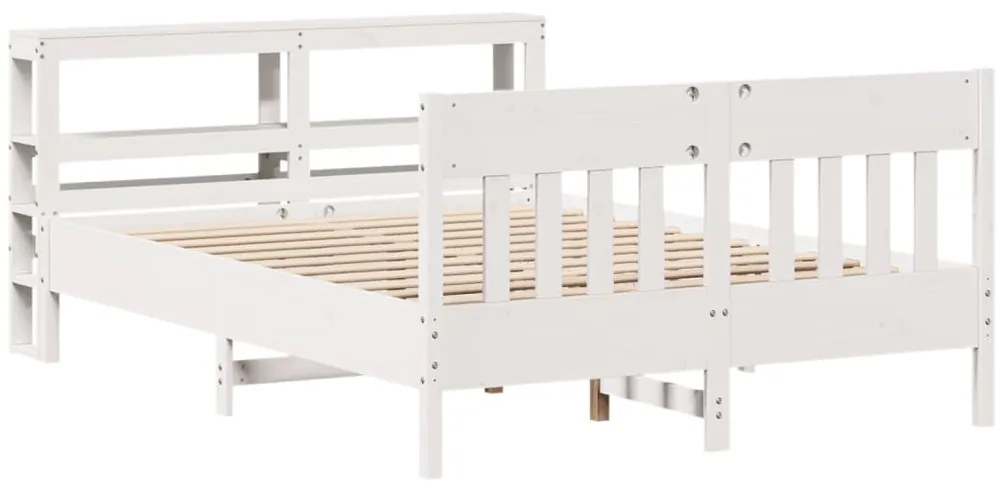Cama sem colchão 150x200 cm madeira de pinho maciça branco