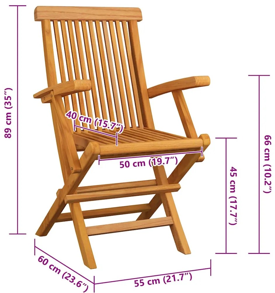Cadeiras de jardim c/ almofadões cinza-acast. 4 pcs teca maciça