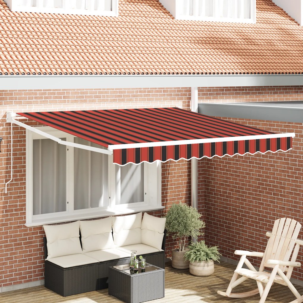 vidaXL Toldo Retrátil Manual Laranja e Marrom 350x250 cm