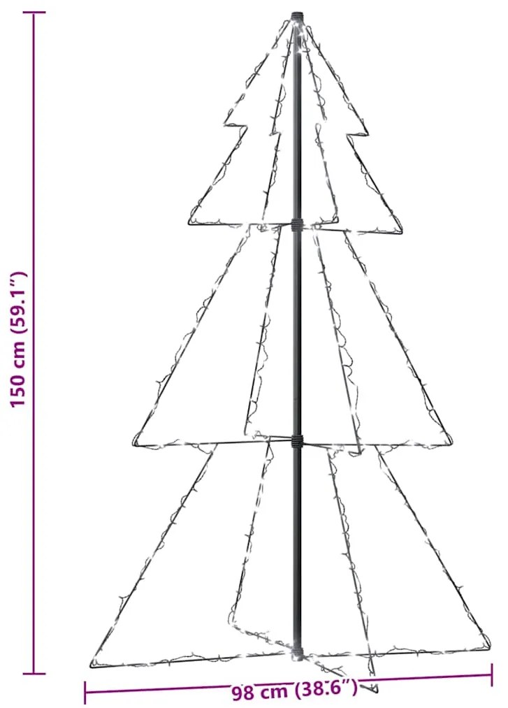 Árvore de Natal em cone 200 LEDs 98x150 cm interior e exterior