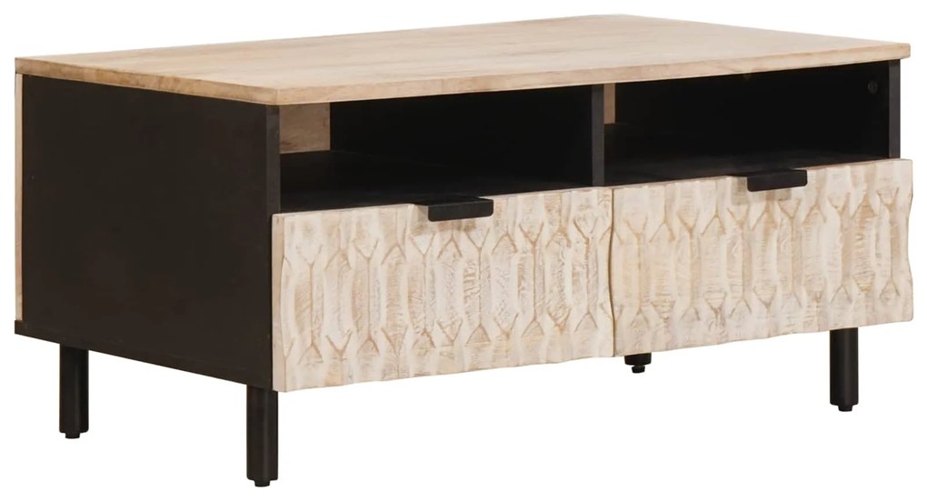 vidaXL Mesa de centro Branco 80 x 54 x 40 cm Madeira de manga maciça