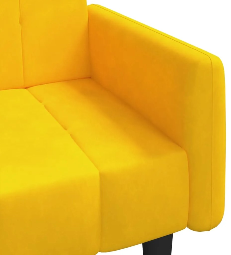 Sofá-cama de 2 lugares veludo amarelo