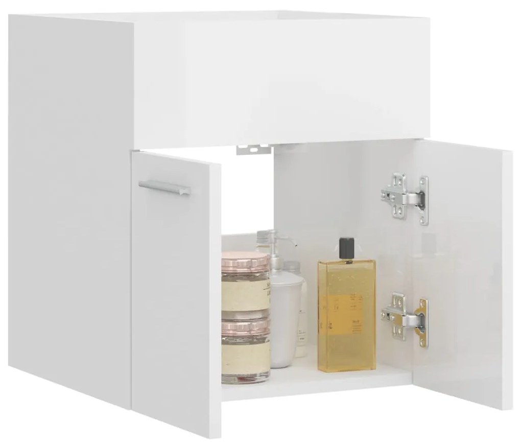 Armário lavatório 41x38,5x46cm contraplacado branco brilhante