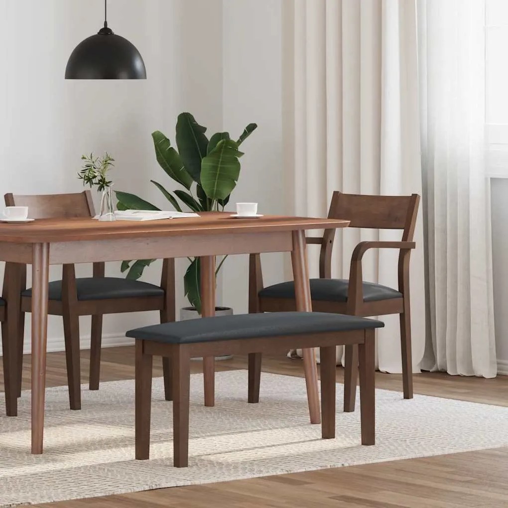 vidaXL Banco 90 cm madeira seringueira maciça castanho