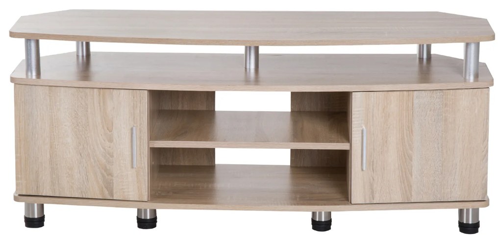 Mesa Suporte de TV Móvel de Jantar Sala Moderno Armário 2 Portas 2 Estantes 120x39.5x52cm Madeira Cor Carvalho