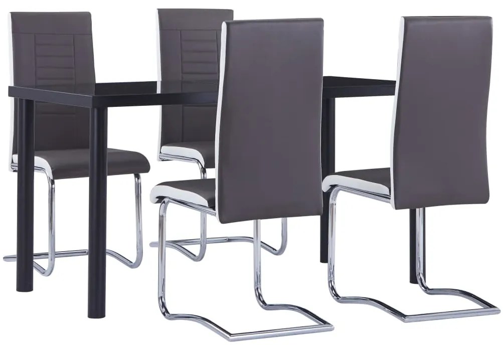 vidaXL 5 pcs conjunto de jantar couro artificial cinzento