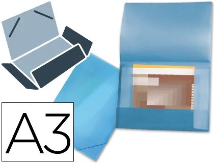Pasta Porta-Documentos Abas Polipropileno Din A3 Azul Serie Frosty Lombada Flexível