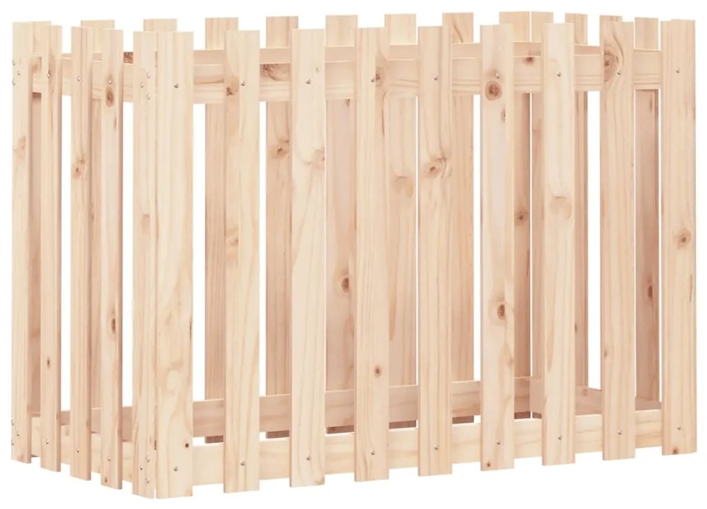 Canteiro elevado c/ design de cerca 100x50x70 cm pinho maciço