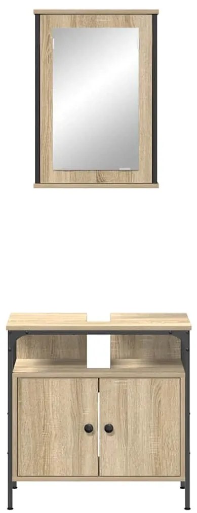 Conjunto de Gabinete de Casa de Banho em 2 Peças Carvalho Sonoma Madei