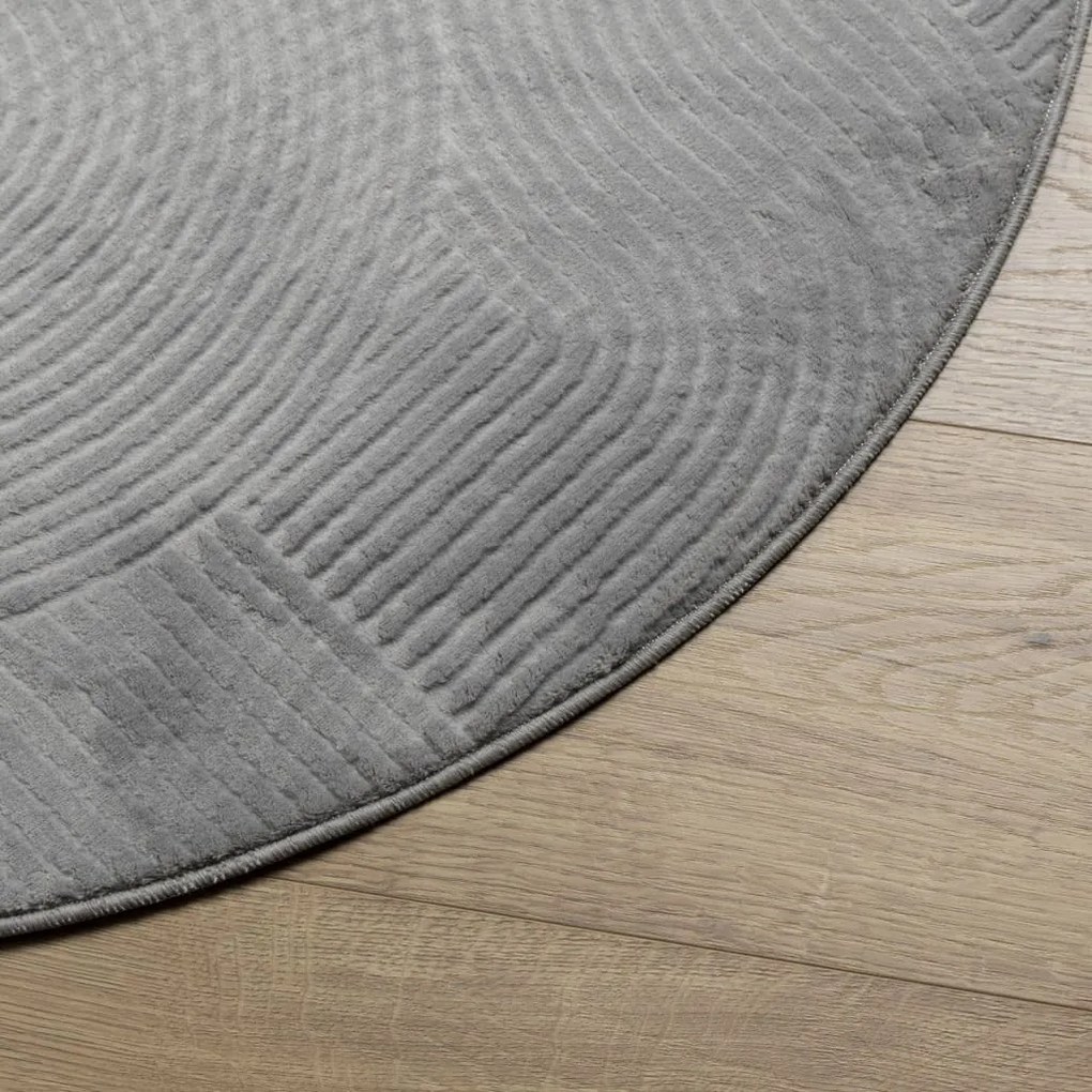 Tapete de pelo curto IZA visual escandinavo Ø 100 cm cinzento