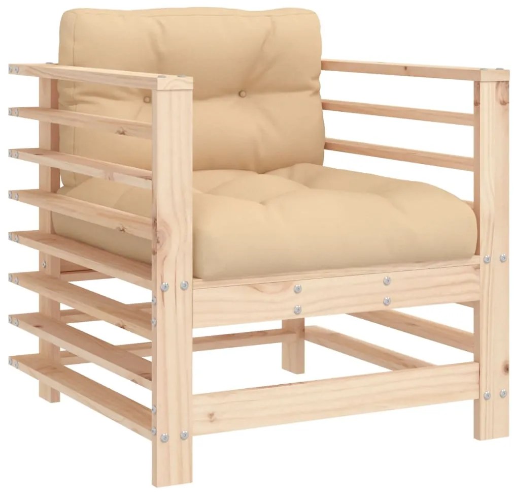 7 pcs conjunto lounge de jardim com almofadões madeira maciça