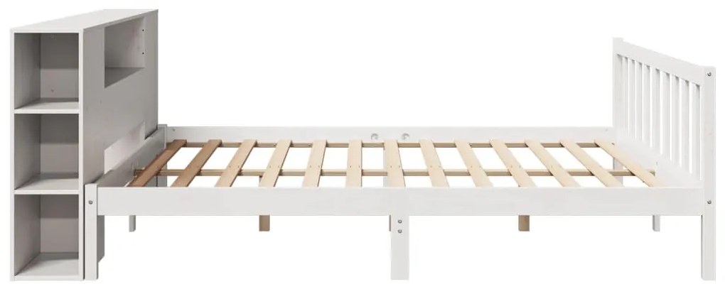 Cama com estante sem colchão 200x200 cm pinho maciço branco