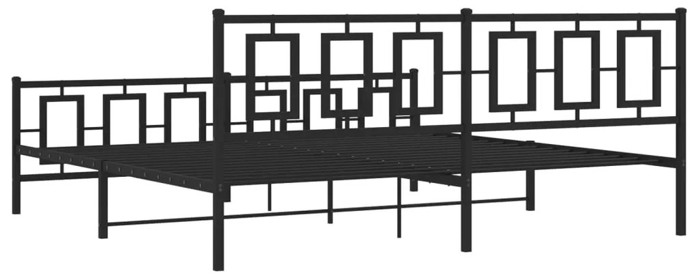 Estrutura de cama com cabeceira e pés 193x203 cm metal preto