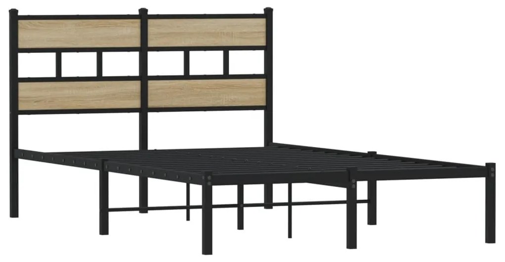 Estrutura de cama sem colchão 120x200 cm metal carvalho sonoma