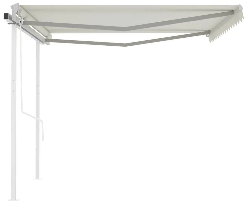 Toldo retrátil automático com postes 4x3,5 m cor creme