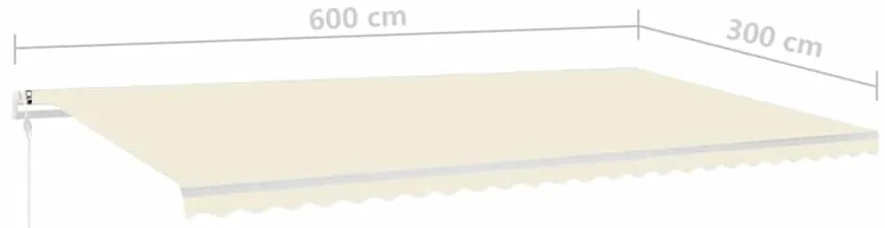 Toldo retrátil manual com postes 6x3 m cor creme