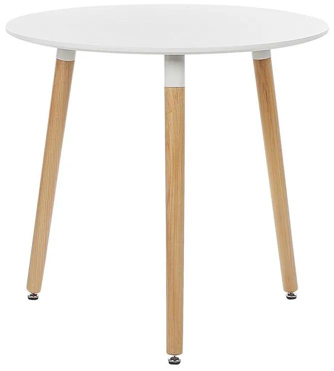 Mesa de jantar branca e castanha clara ⌀ 80 cm BOMA Beliani