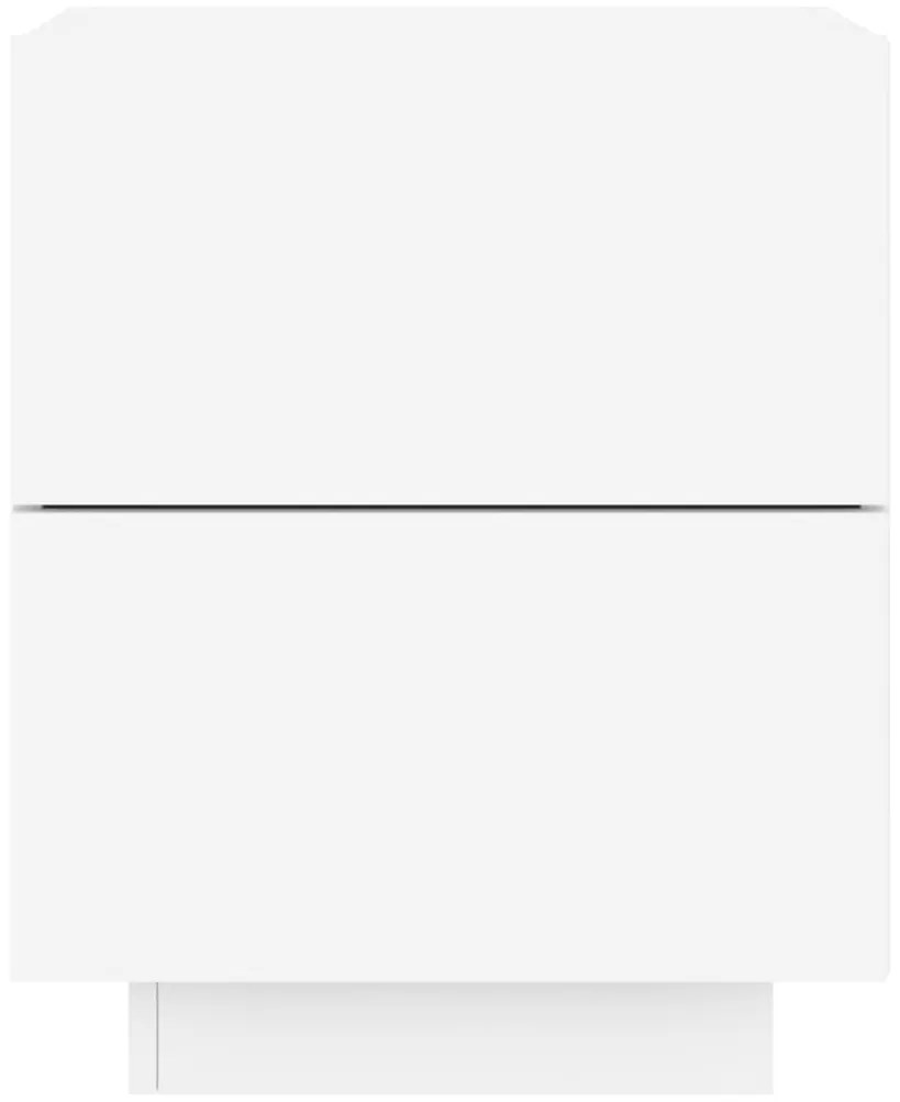 Mesas de cabeceira c/ luzes LED 2 pcs derivados madeira branco