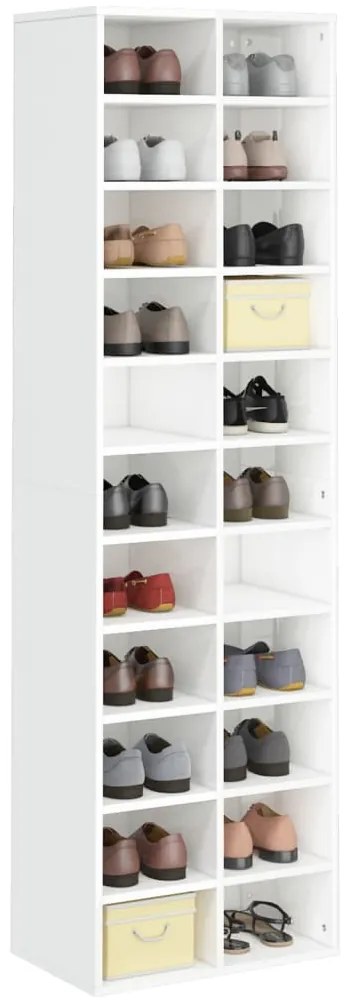 Armário para sapatos 54x34x183cm contraplacado branco brilhante