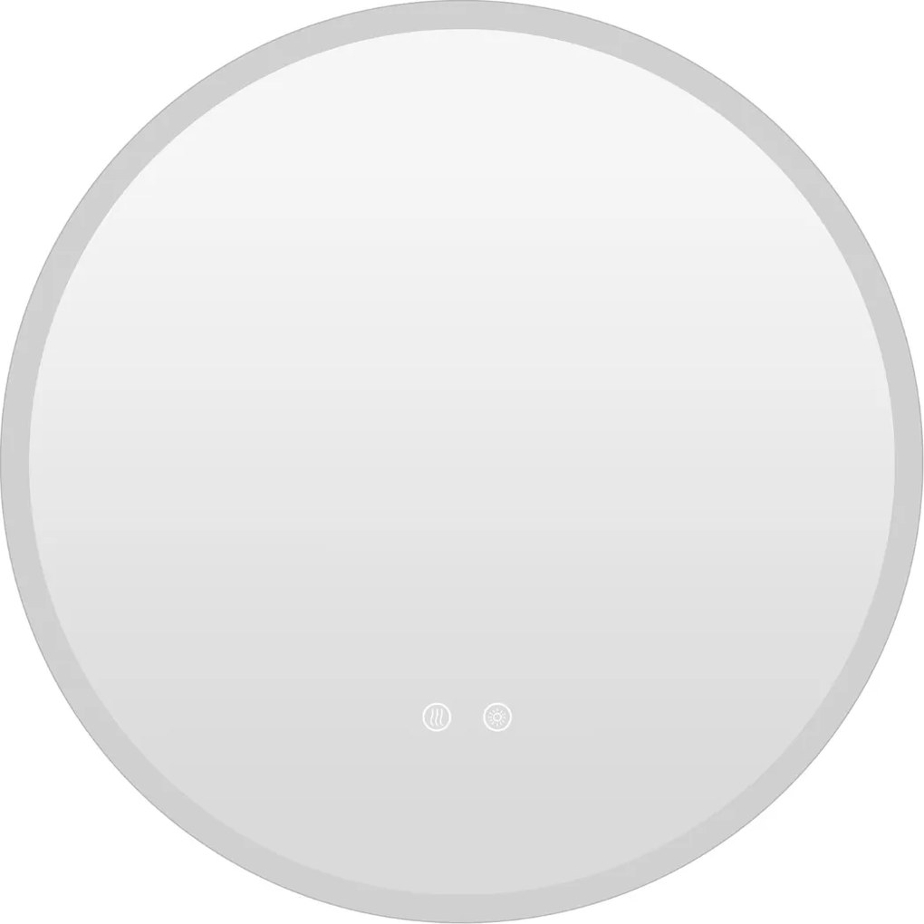 Espelho de casa de banho LED redondo de 60 cm com 3 cores de luz, regulação da intensidade, antiembaciamento e memória Prata