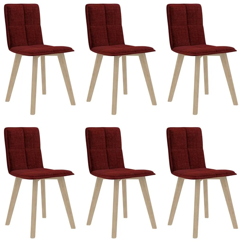 vidaXL Cadeiras de jantar 6 pcs vermelho tinto