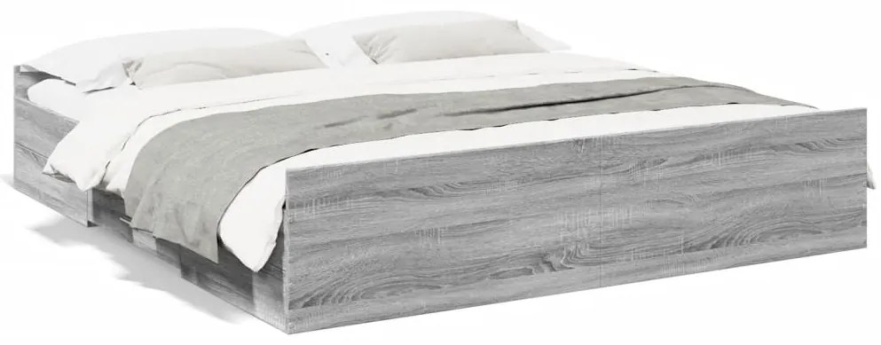 vidaXL Estrutura de cama c/ gavetas derivados madeira cinza sonoma