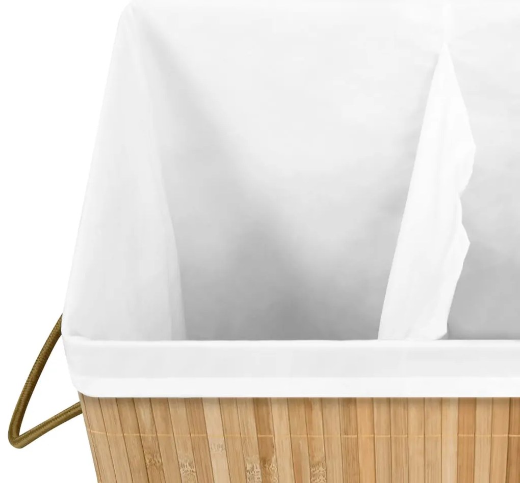 Cesto para roupa suja c/ 2 secções 72 L bambu