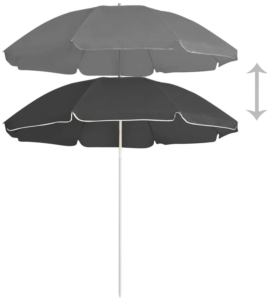 Guarda-sol de jardim com poste de aço 180 cm antracite