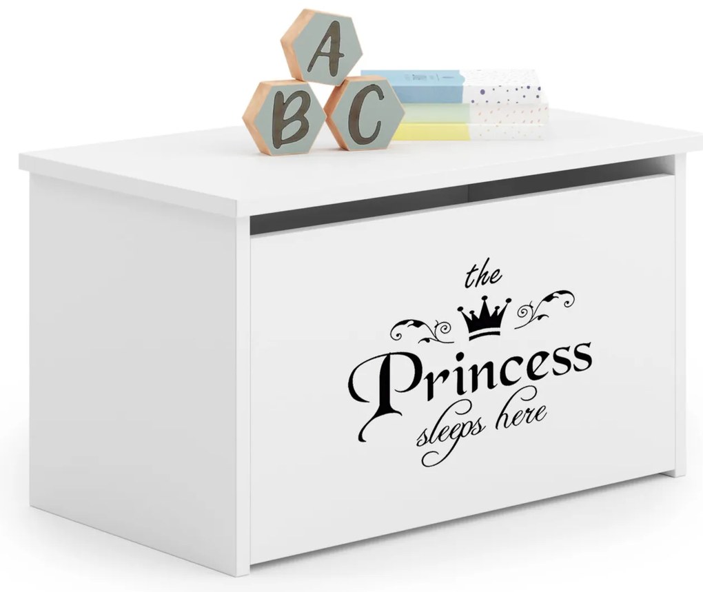 Caixa de brinquedos branca Daria - ilustração princesa