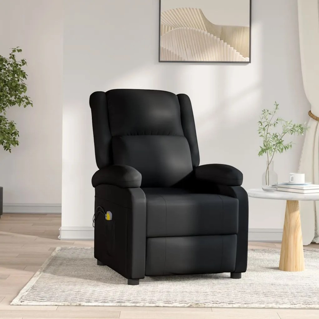 3073712 vidaXL Poltrona de massagens elétrica couro artificial preto